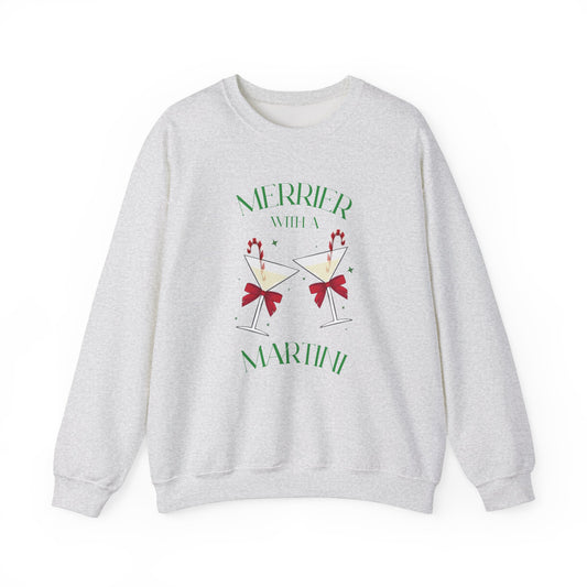 Merrier With A Martini Christmas Sweatshirt